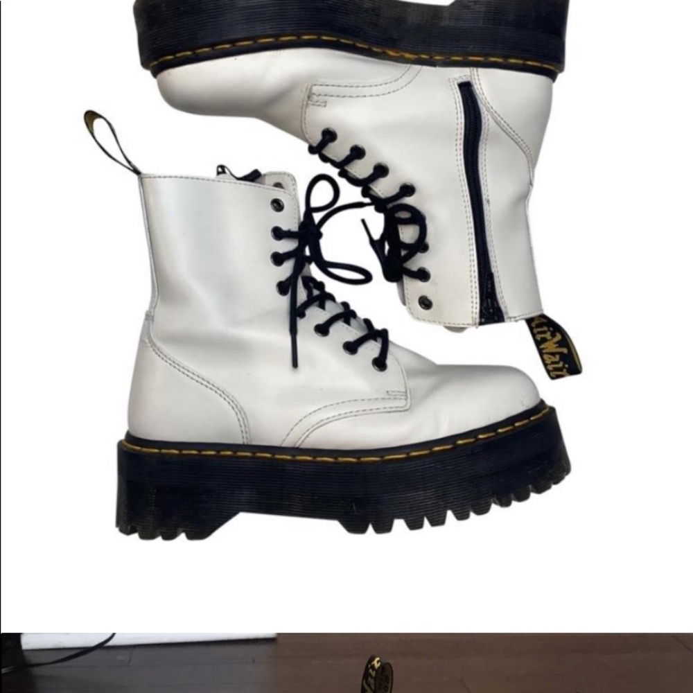 Doc Martens Jadon White Leather Platform Boots 8